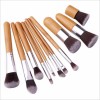 Synthetic Hair 11PCS Cosmetic Makeup Brush Set with Bamboo Handle