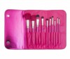 10PCS Cosmetic Brush Professional Brush Set Synthetic Hair in Rose Pouch