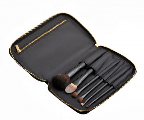 Travel Cosmetic Brush Set in Wallet Style Bag PU Material