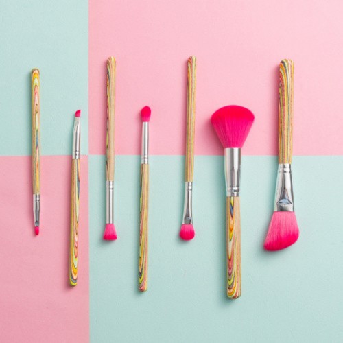 7PCS Colorful Brush Set Cosmetic Brush Makeup Brush with Cylinder Jar