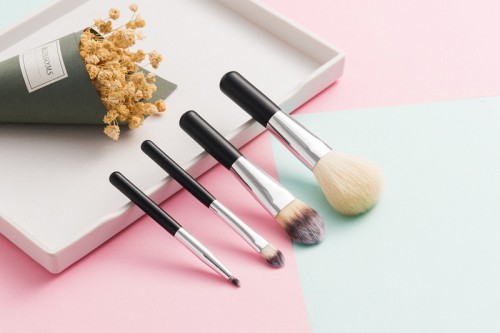4PCS Travel Brush Set with Portable Bag Goat Hair Wooden Handle