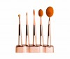 Makeup Brush Tooth Brush Shape Travel Cosmetic Brush Set Golden Handle with Holder