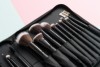 18PCS Professional Makeup Brush Black Ferrule Wood Handle Synthetic Hair