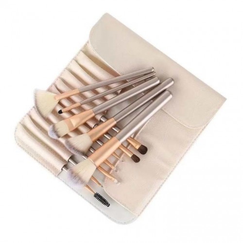 Synthetic Hair 18 PCS Professional Makeup Brush Set with Leather Bag