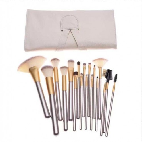 Synthetic Hair 18 PCS Professional Makeup Brush Set with Leather Bag