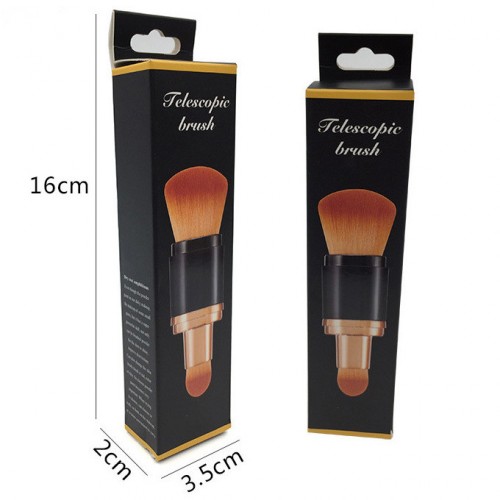 Telescopic Aluminum Ferrule Cosmetic Makeup Brush with Vegan Hair