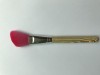 Cosmetic Powder Brush Pink Synthetic Hair Colorful Wood Pattern Handle