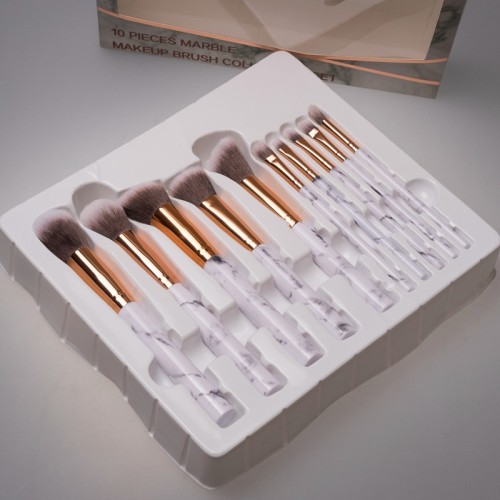 2018 Hot Sale Gift Marble Makeup Brushes Wtih Customized Packaging Cosmetic Brush Set