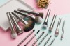 Metal Handle Makeup Brush, Synthetic Cosmetic Flat Powder Brush with Aluminum Handle