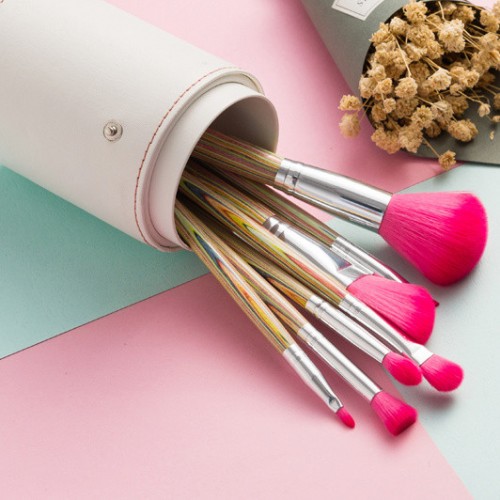 7PCS Colorful Brush Set Cosmetic Brush Makeup Brush with Cylinder Jar