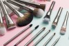 Metal Handle Makeup Brush, Synthetic Cosmetic Flat Powder Brush with Aluminum Handle