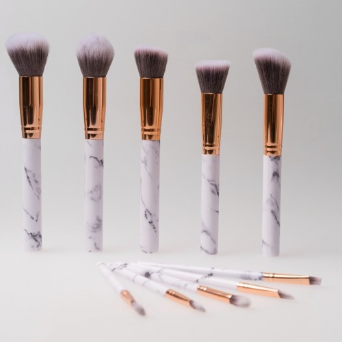 2018 Best Seller Marble Makeup Brush Set with 10PCS Customized Cosmetic Brushes