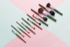 16 PCS Professional Makeup Brush Set Natural Hair Colorful Wood Handle on Jar