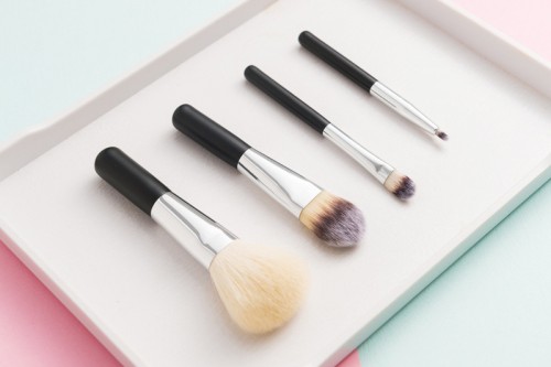 4PCS Travel Brush Set with Portable Bag Goat Hair Wooden Handle