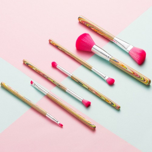7PCS Colorful Brush Set Cosmetic Brush Makeup Brush with Cylinder Jar