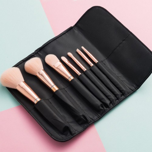 7PCS Rose Glod Ferrule Brush Set Rose Gold Aluminum Handle Makeup Brush