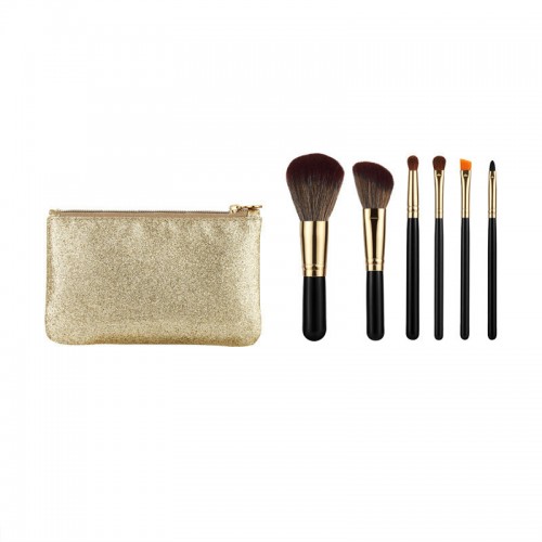 Travel Makeup Brush Set Synthetic Hair Wood Handle