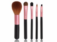 5PCS Travel Makeup Brush Set with Pink Ferrule