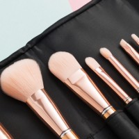 7PCS Rose Glod Ferrule Brush Set Rose Gold Aluminum Handle Makeup Brush