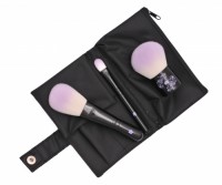 3PCS Travel Brush Set with Kabuki Black Pouch