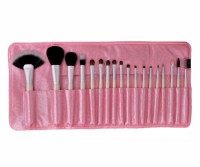 18PCS Makeup Brush Professional Brushset Natural Hair Pink Portable Pouch