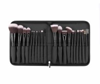 Professional 20PCS Black Wood Handle Synthetic Hair Cosmetic Brush with Custom Logo