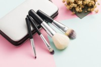 4PCS Travel Brush Set with Portable Bag Goat Hair Wooden Handle