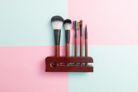 5PCS Travel Brush Set with Red Wooden Holder Synthetic Hair and Wooden Handle