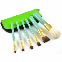 Shiny Green Color Portable Beauty Travel Brush Set for Makeup